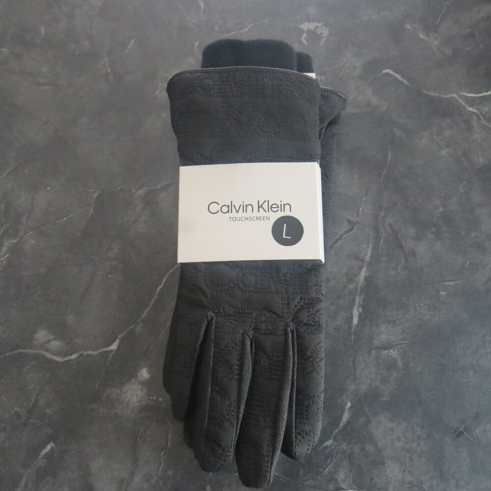 Calvin Klein Black Quilted Touchscreen Gloves – Size L – New with Tags (B2)